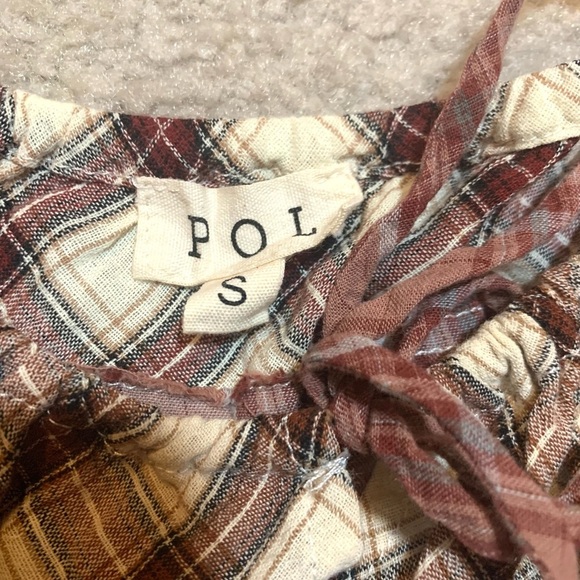 POL Boho Plaid Tiered Patchwork Tunic Peasant Puff Sleeves Women Small NWOT - Picture 5 of 5